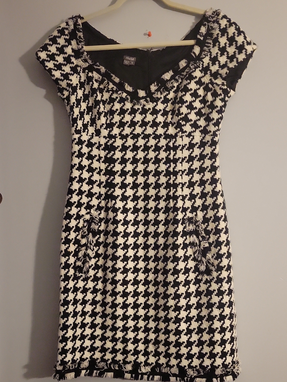 Muse Black and White Houndstooth Mini Dress